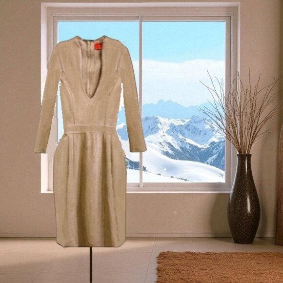 Akira Chicago Deep V-neck Faux Suede Dress - Picture 1 of 8